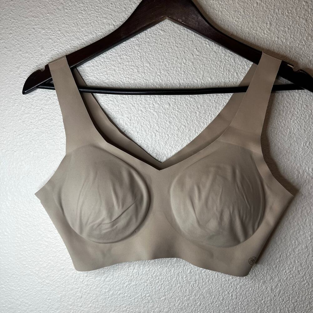 Honeylove V-neck Seamless Bra Bralette in tan beige WOMENS LARGE